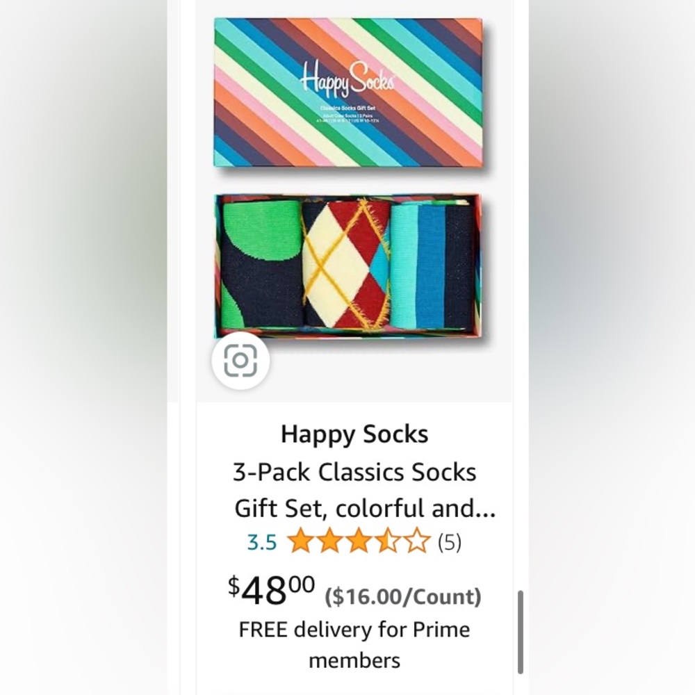 NEW Boxed Set Happy Socks Colorful 3 Pairs for Men or Women See Listing Sizes